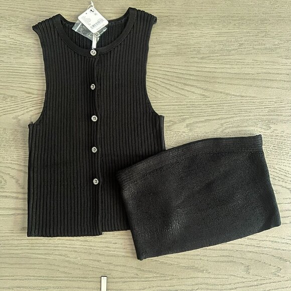 NWT Free People Set Cardigan & Tube Top Girls Night Twosie Black XS - Picture 2 of 4